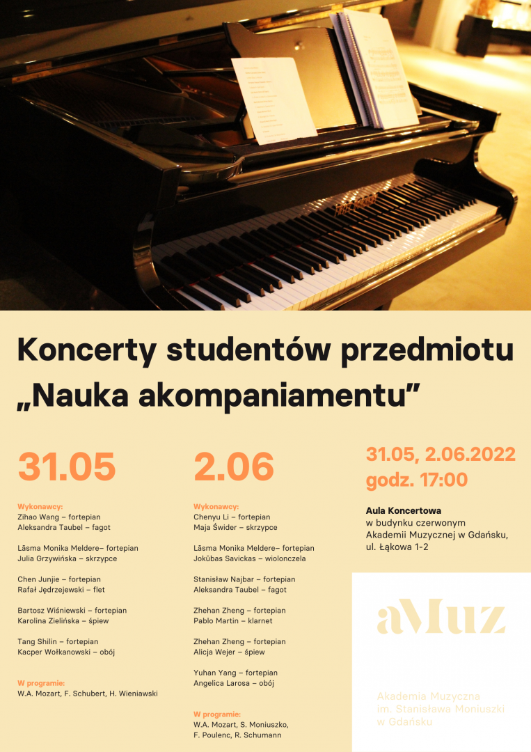 Plakat wydarzenia 'Koncert studentów przedmiotu \