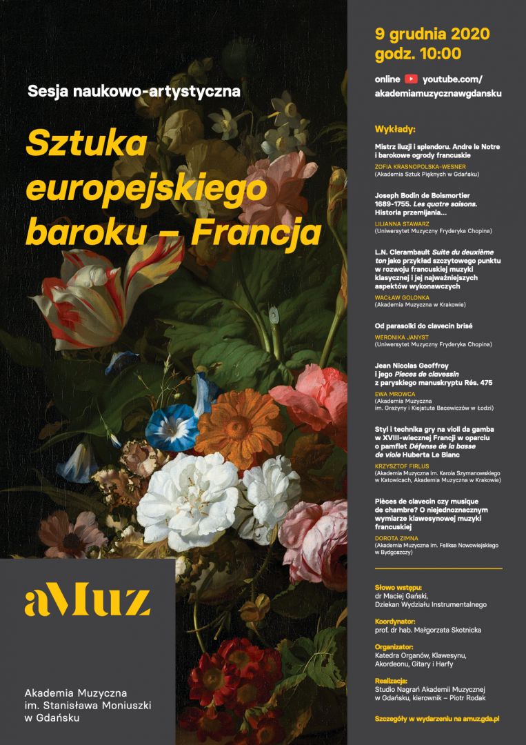 Plakat wydarzenia 'Sesja naukowo-artystyczna „Sztuka europejskiego baroku – Francja”'
