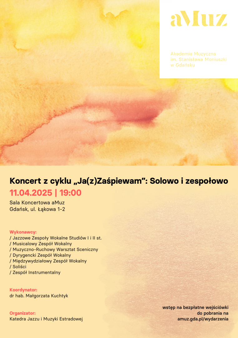 Plakat wydarzenia 'Koncert z cyklu „Ja(z)Zaśpiewam”: Solowo i zespołowo'