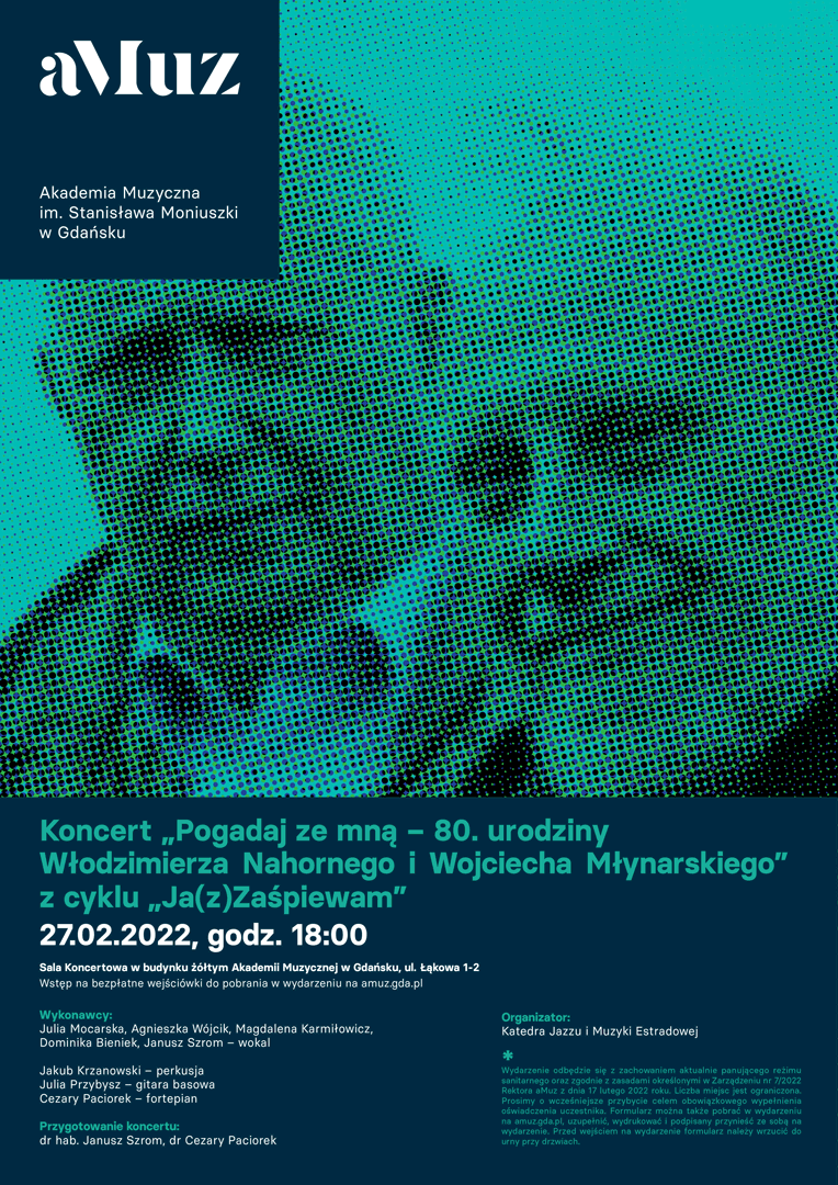 Plakat wydarzenia 'Koncert „Pogadaj ze mną – 80. urodziny Włodzimierza Nahornego i Wojciecha Młynarskiego” z cyklu „Ja(z)Zaśpiewam”'