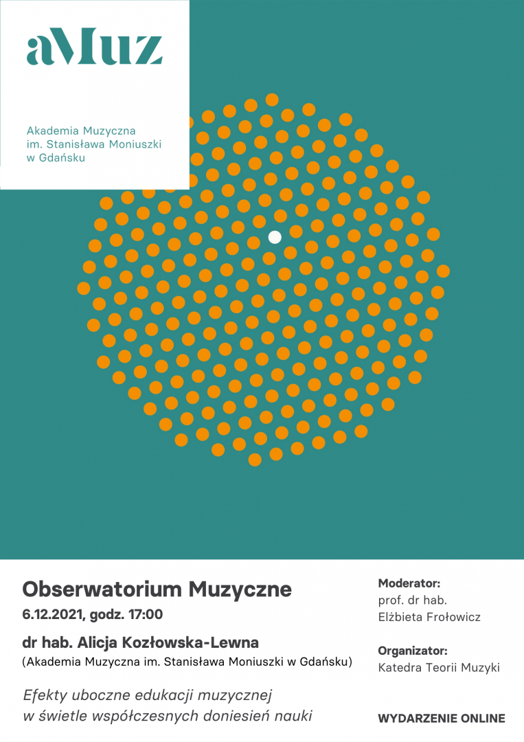 Plakat wydarzenia '„Obserwatorium Muzyczne”: dr hab. Alicja Kozłowska-Lewna'