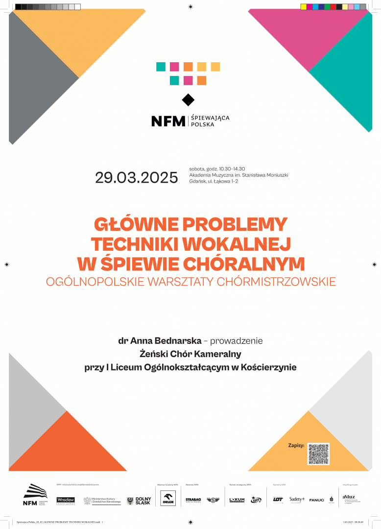 Plakat wydarzenia 'Warsztaty dla Dyrygentów i Studentów Ogólnopolskiego Programu Rozwoju Chórów Szkolnych \