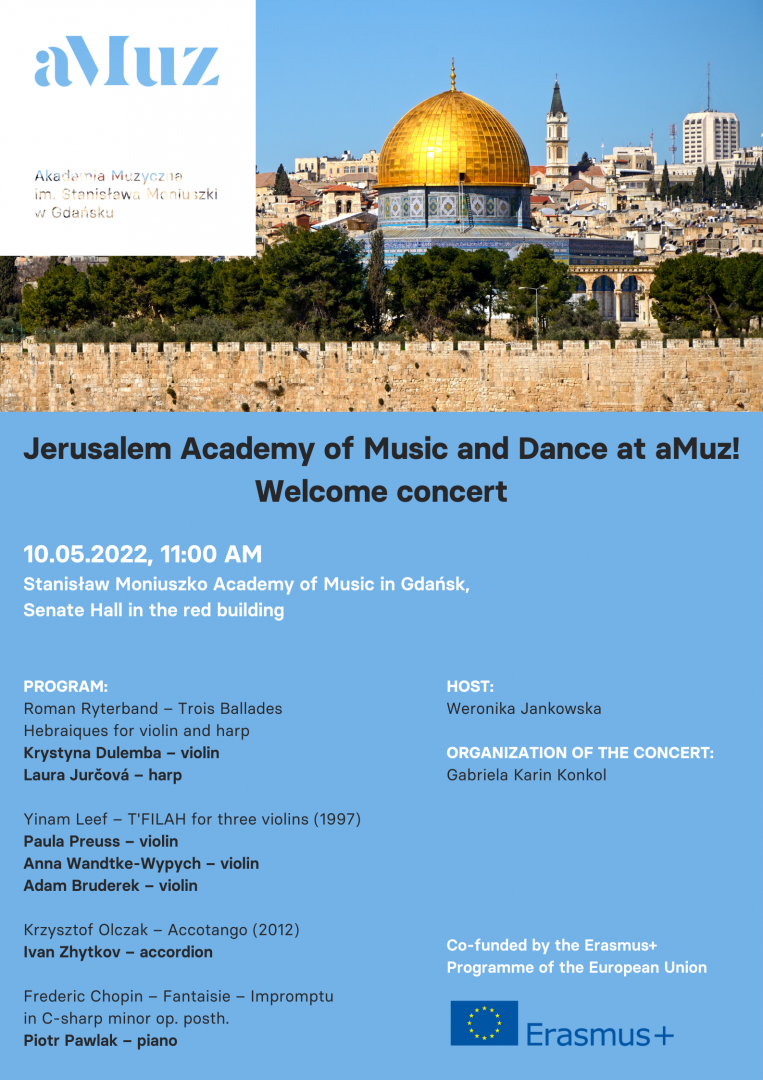 Plakat wydarzenia 'Jerusalem Academy of Music and Dance at aMuz – welcome concert'