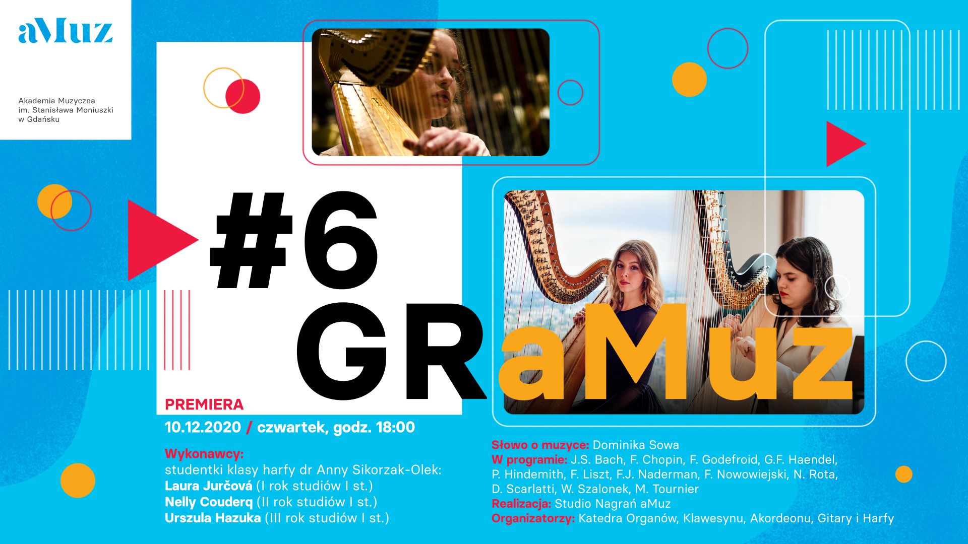 Plakat wydarzenia 'GRaMuz #6 | Laura Jurčová, Nelly Couderq, Urszula Hazuka'