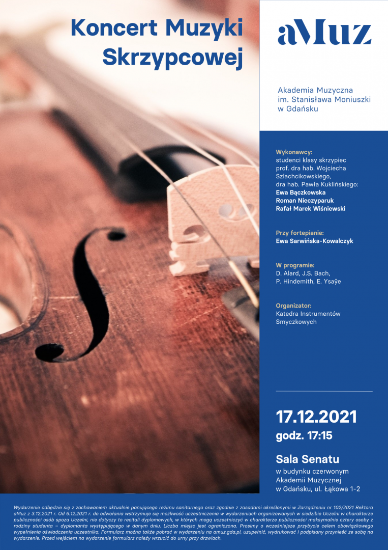 Plakat wydarzenia 'Koncert Muzyki Skrzypcowej'