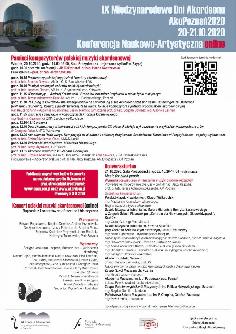 Plakat wydarzenia 'Występ Dominika Życha na Koncercie Polskiej Muzyki Akordeonowej w ramach AkoPoznań 2020 online '