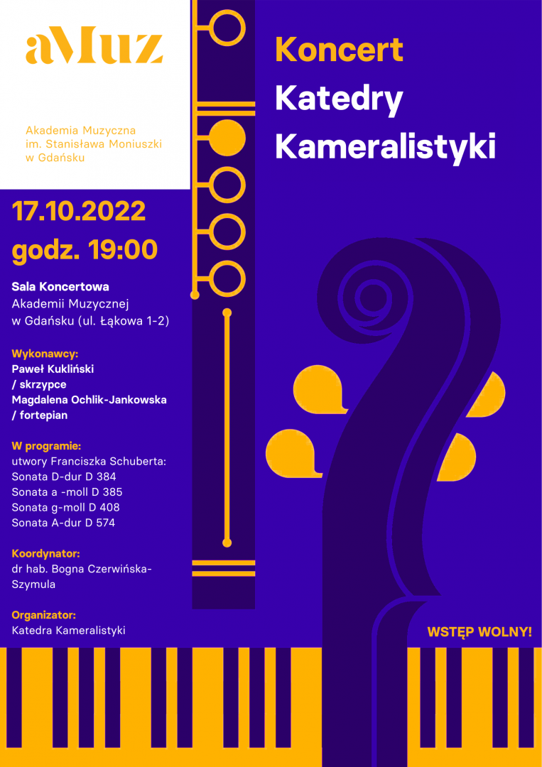 Plakat wydarzenia 'Koncert Katedry Kameralistyki'
