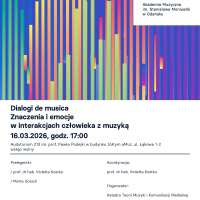 Obrazek z galerii nr 0 wydarzenia 'Dialogi de musica | Znaczenia i emocje w interakcjach człowieka z muzyką'