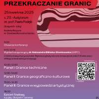 Plakat wydarzenia XV Ogólnopolska Sesja Naukowa „Idee muzyki – ideologie w muzyce: Przekraczanie granic” 
