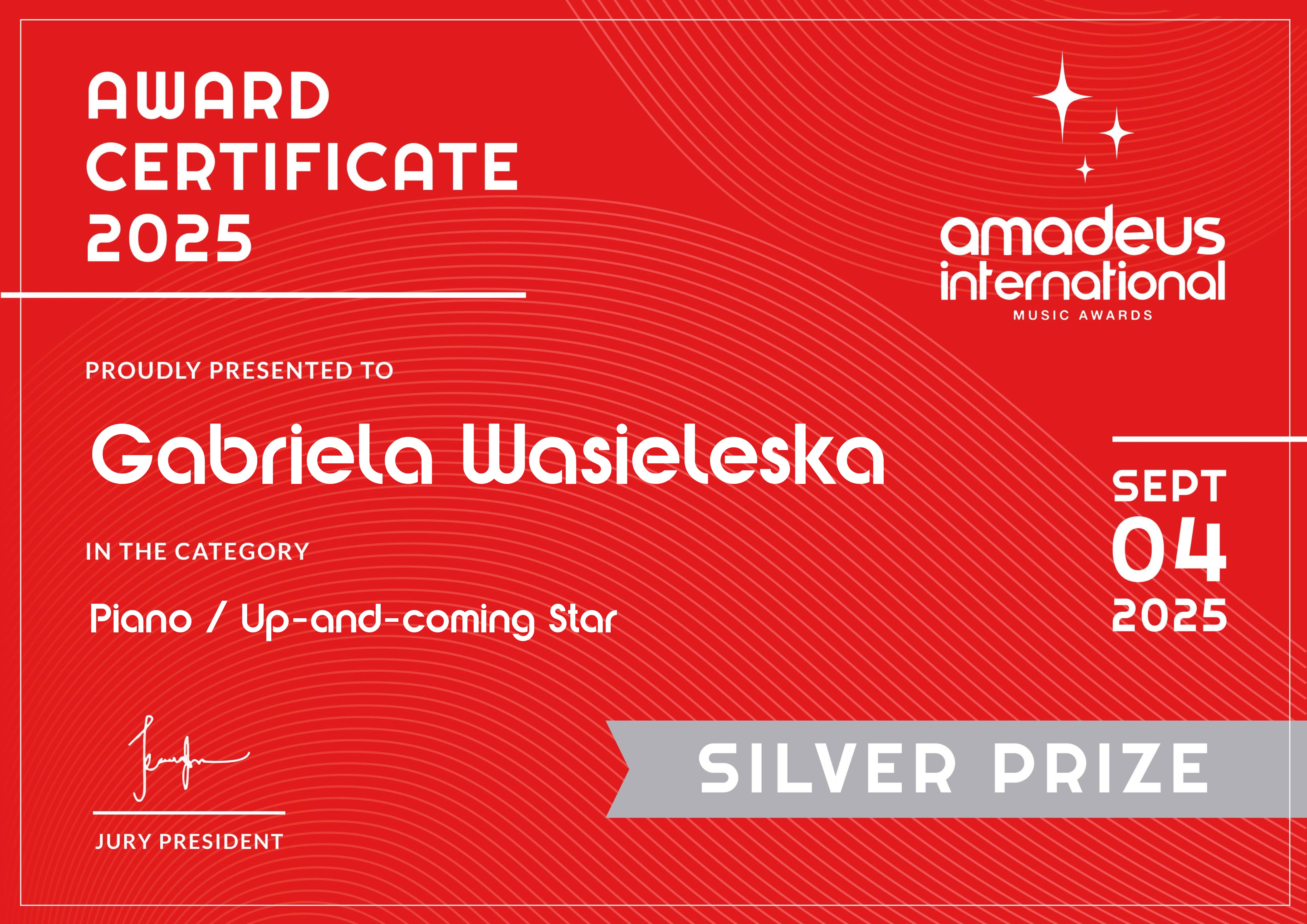 Dyplom Gabrieli Wasielskiej