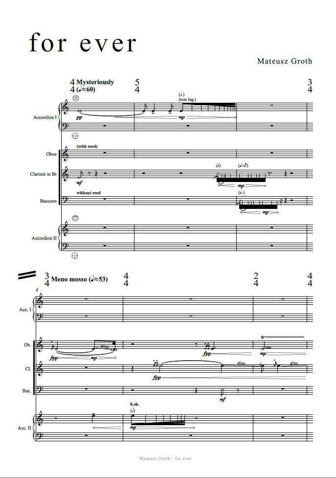Pierwsza strona utworu, za kt&oacute;ry Mateusz Groth zdobył wyr&oacute;żnienie