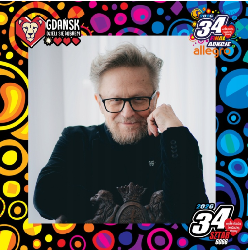 Zdjęcie Rektora JM prof. dra hab. Ryszarda Minkiewicza z&nbsp;logiem WOŚP