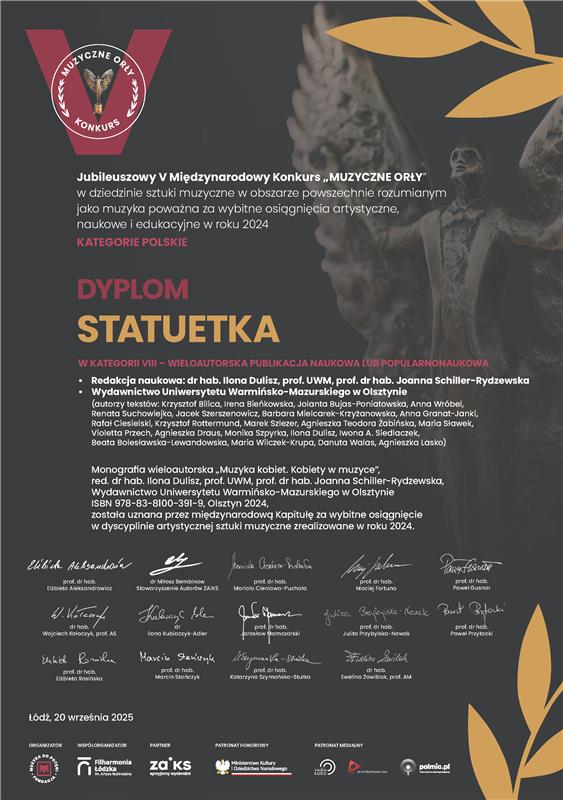 Dyplom wyżej wymienionych wykonawc&oacute;w