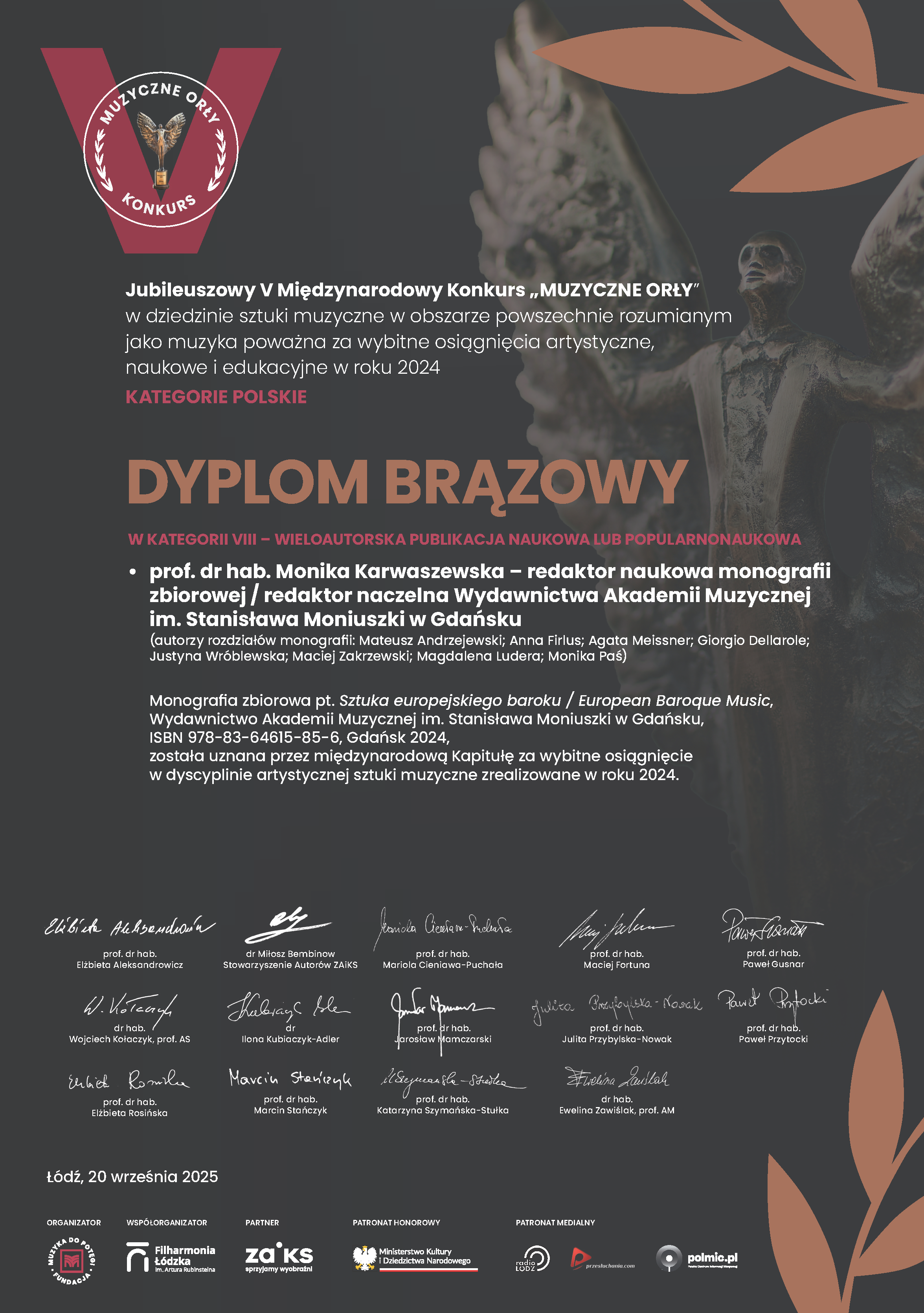 Dyplom wyżej wymienionych wykonawc&oacute;w