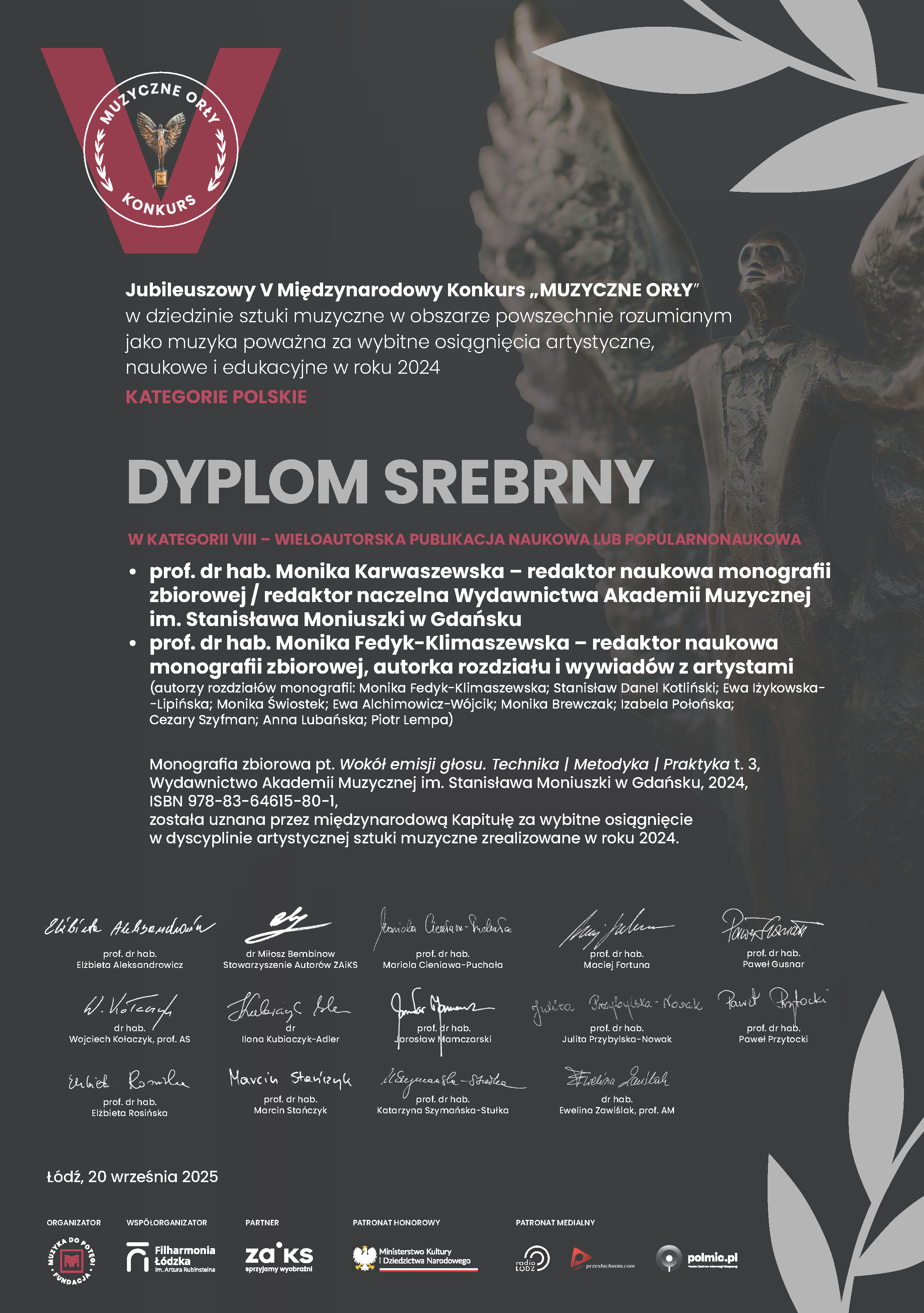 Dyplom wyżej wymienionych wykonawc&oacute;w