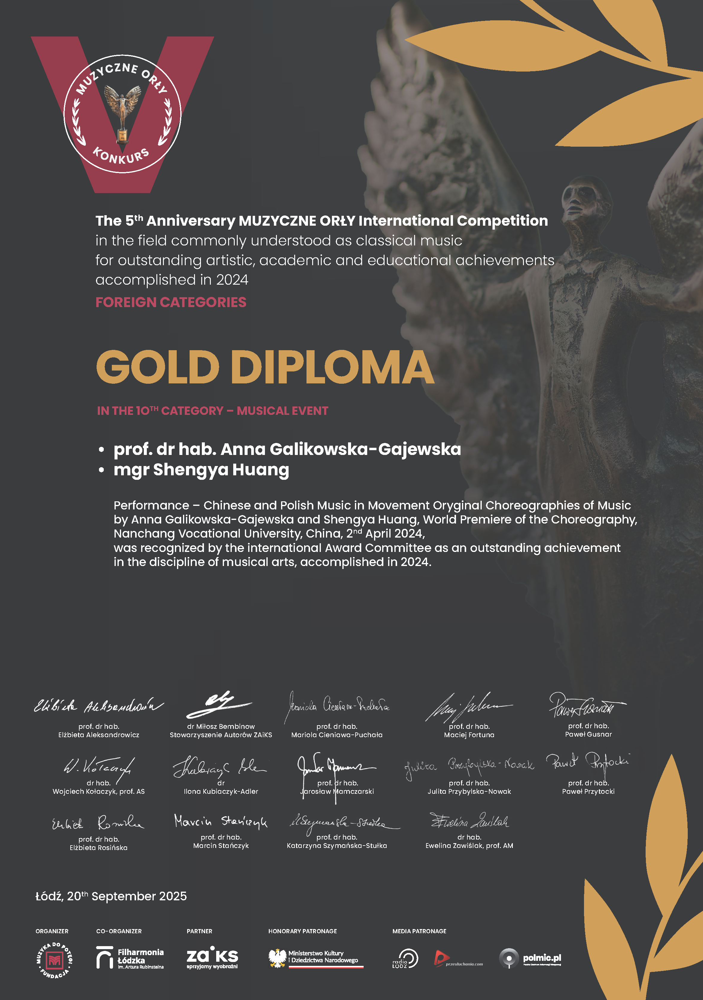 Dyplom wyżej wymienionych wykonawc&oacute;w