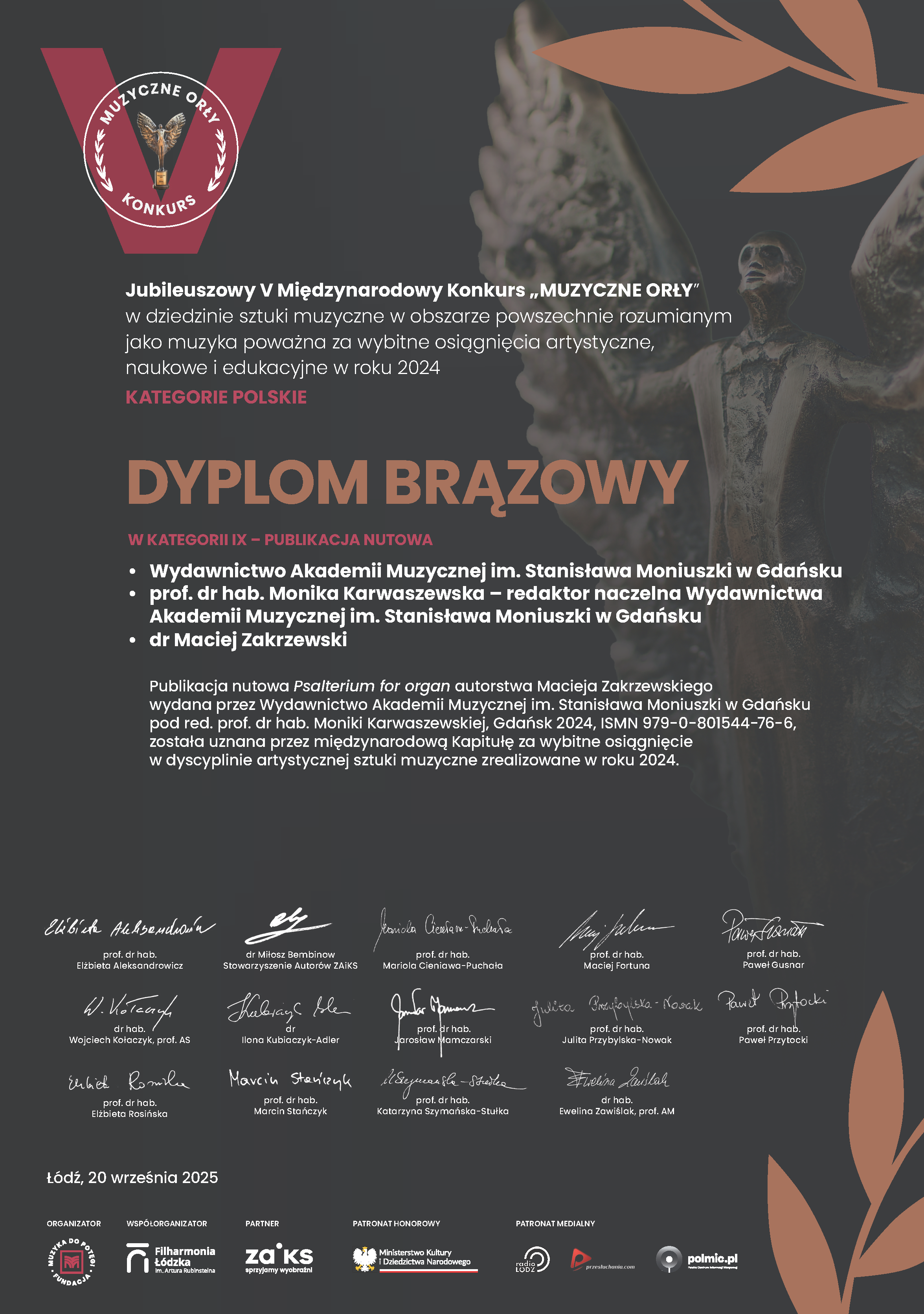 Dyplom wyżej wymienionych wykonawc&oacute;w