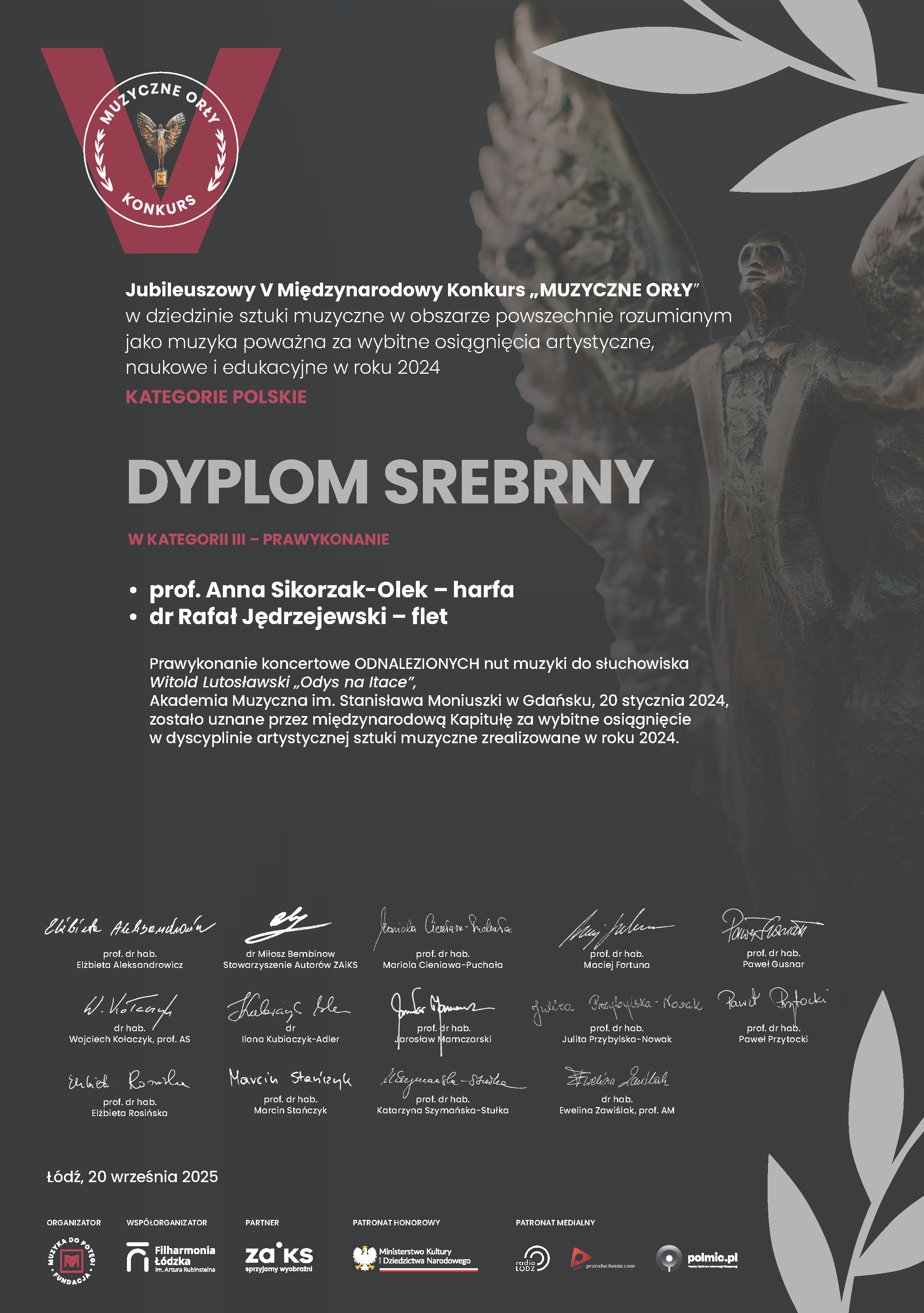 Dyplom wyżej wymienionych wykonawc&oacute;w