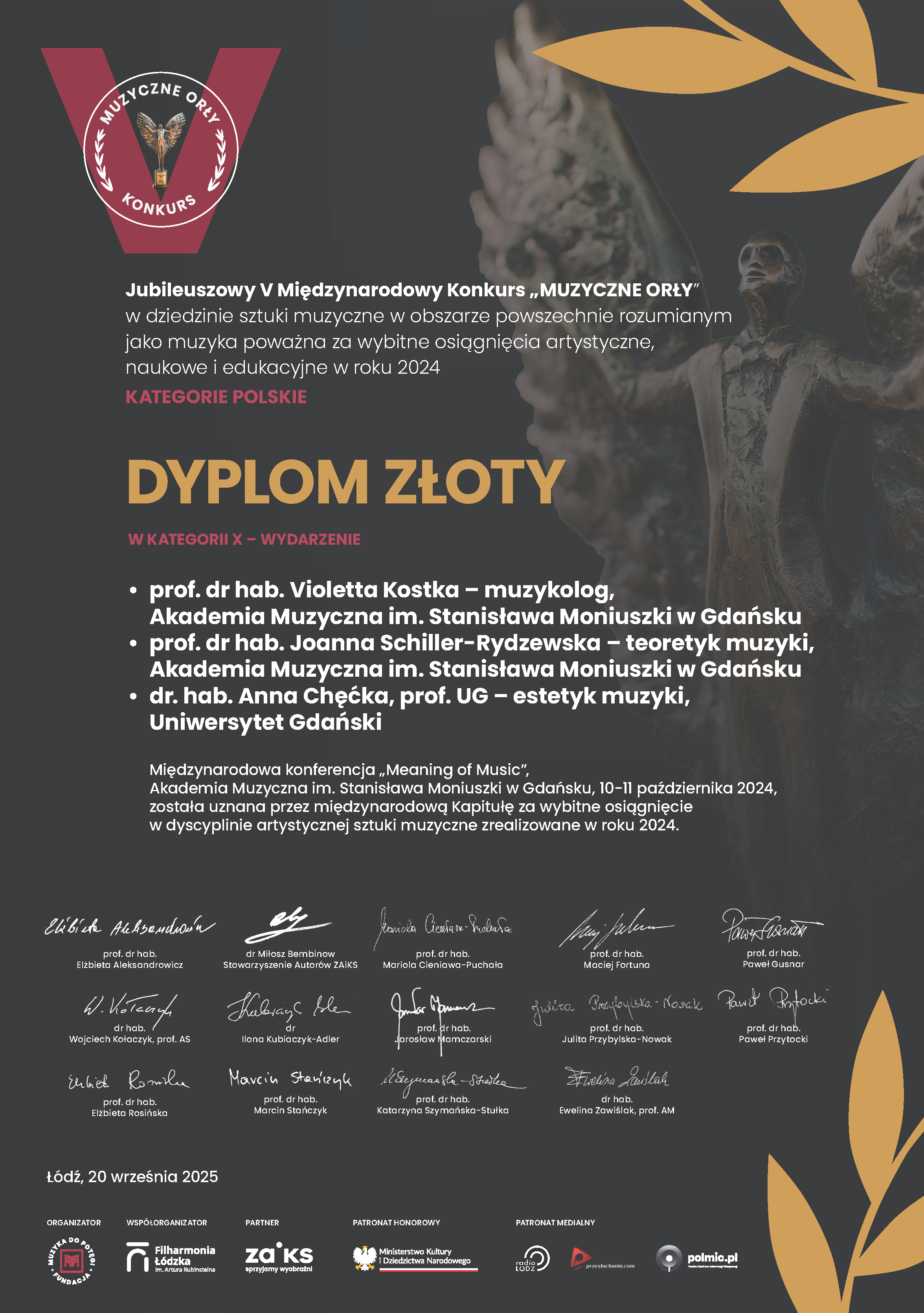 Dyplom wyżej wymienionych wykonawc&oacute;w