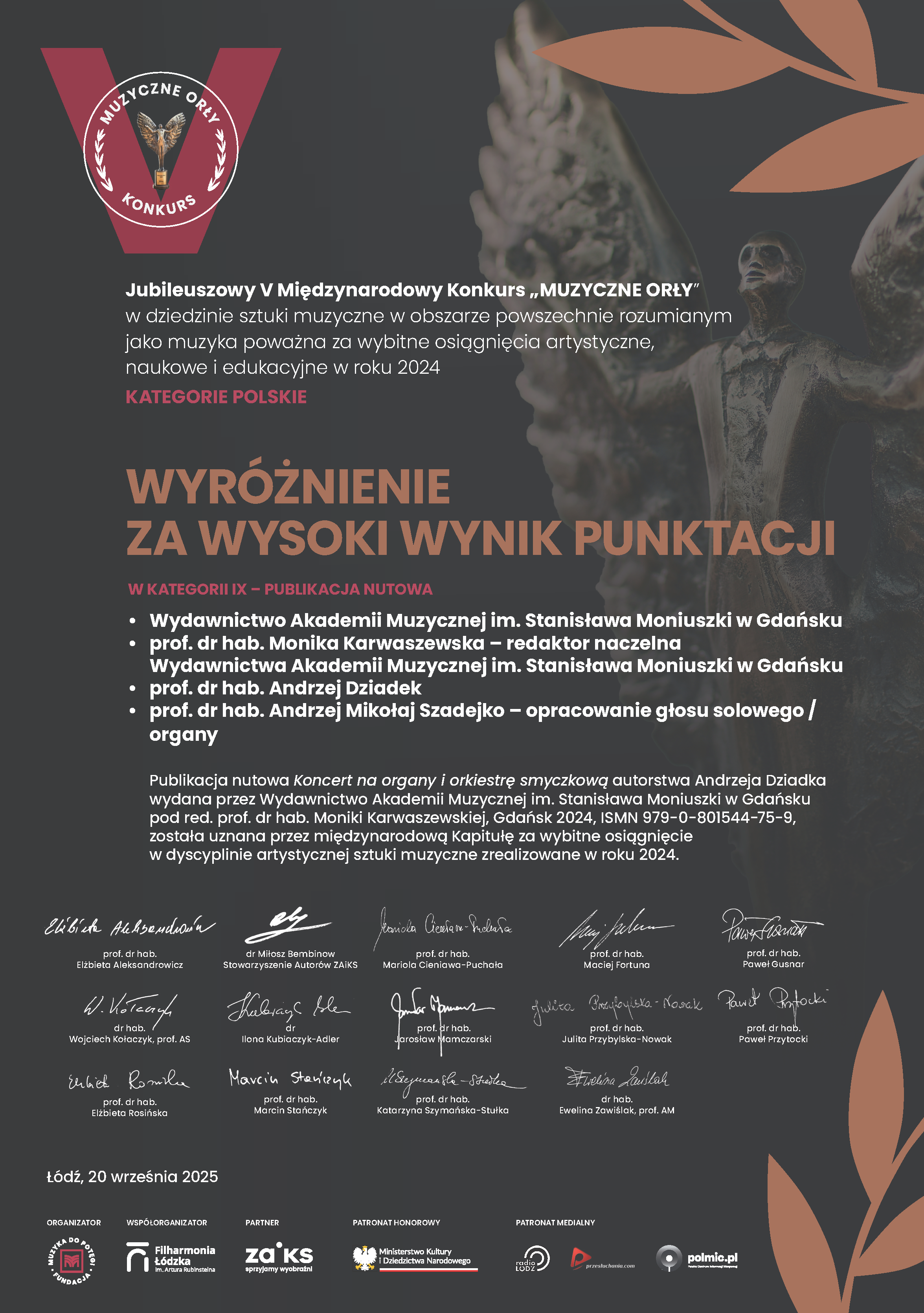 Dyplom wyżej wymienionych wykonawc&oacute;w