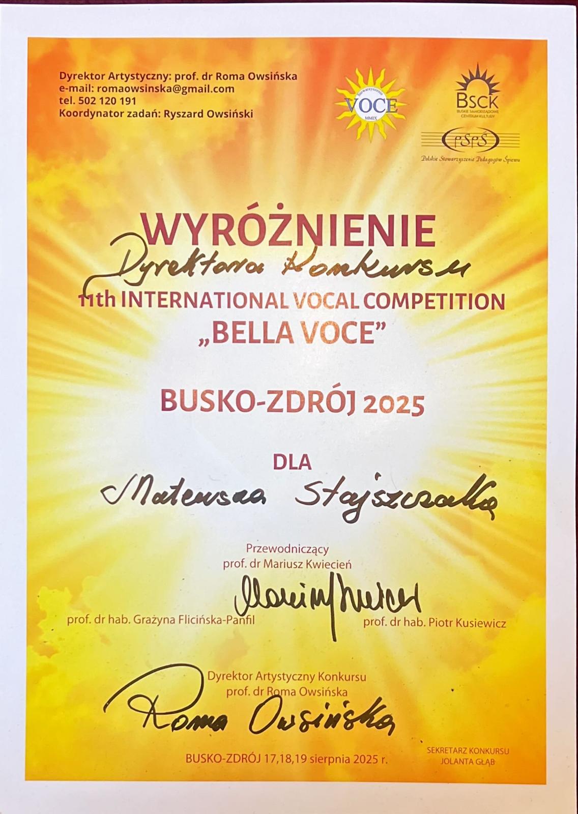 Dyplom Mateusza Stajszczaka