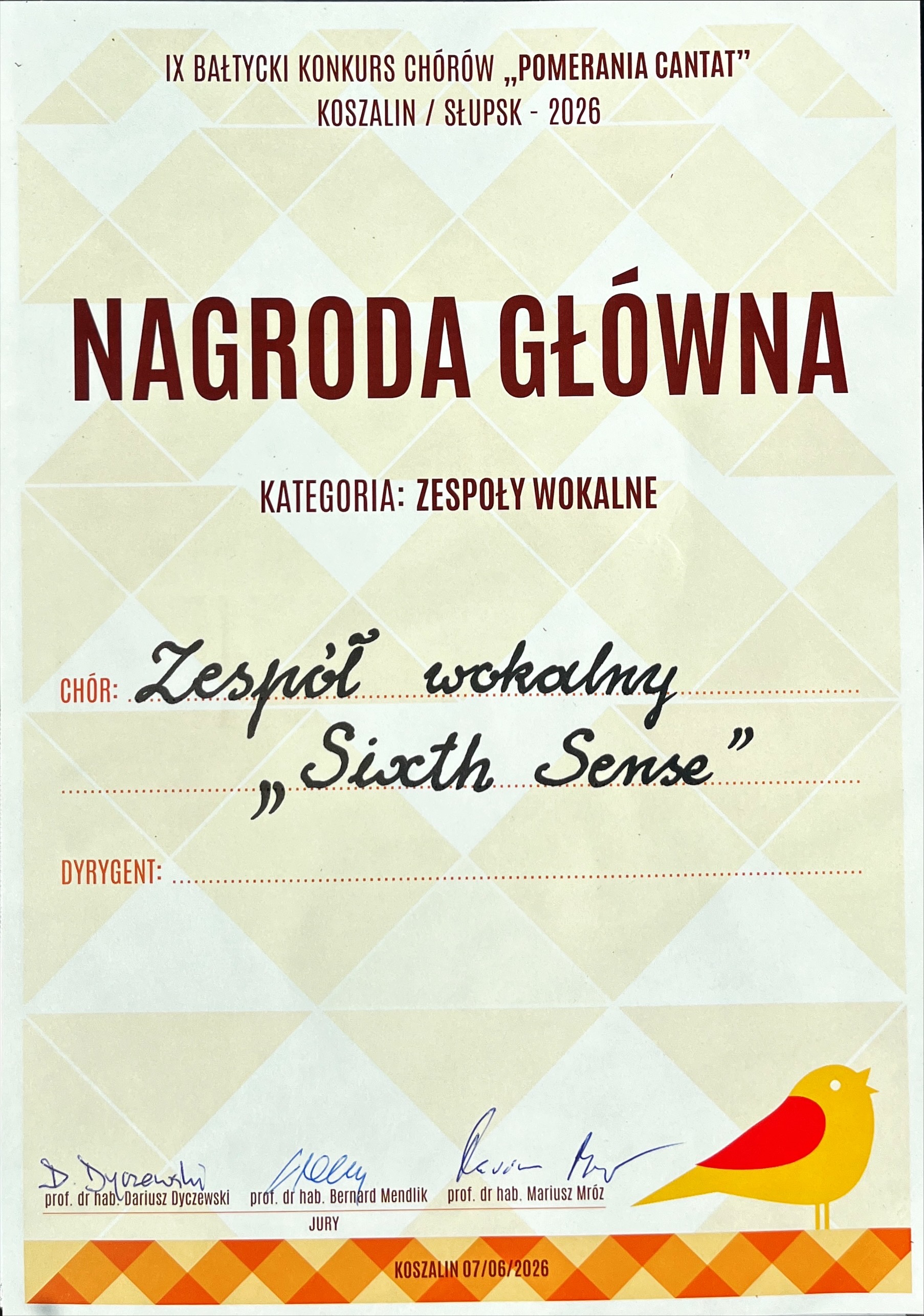 Dyplom zawiera skrócone informacje z opisu