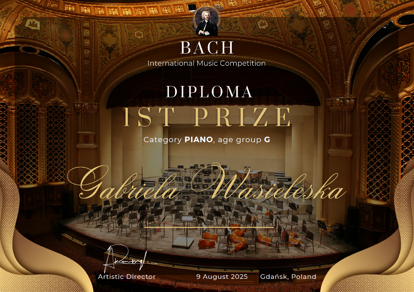 Dyplom Gabrieli Wasielskiej