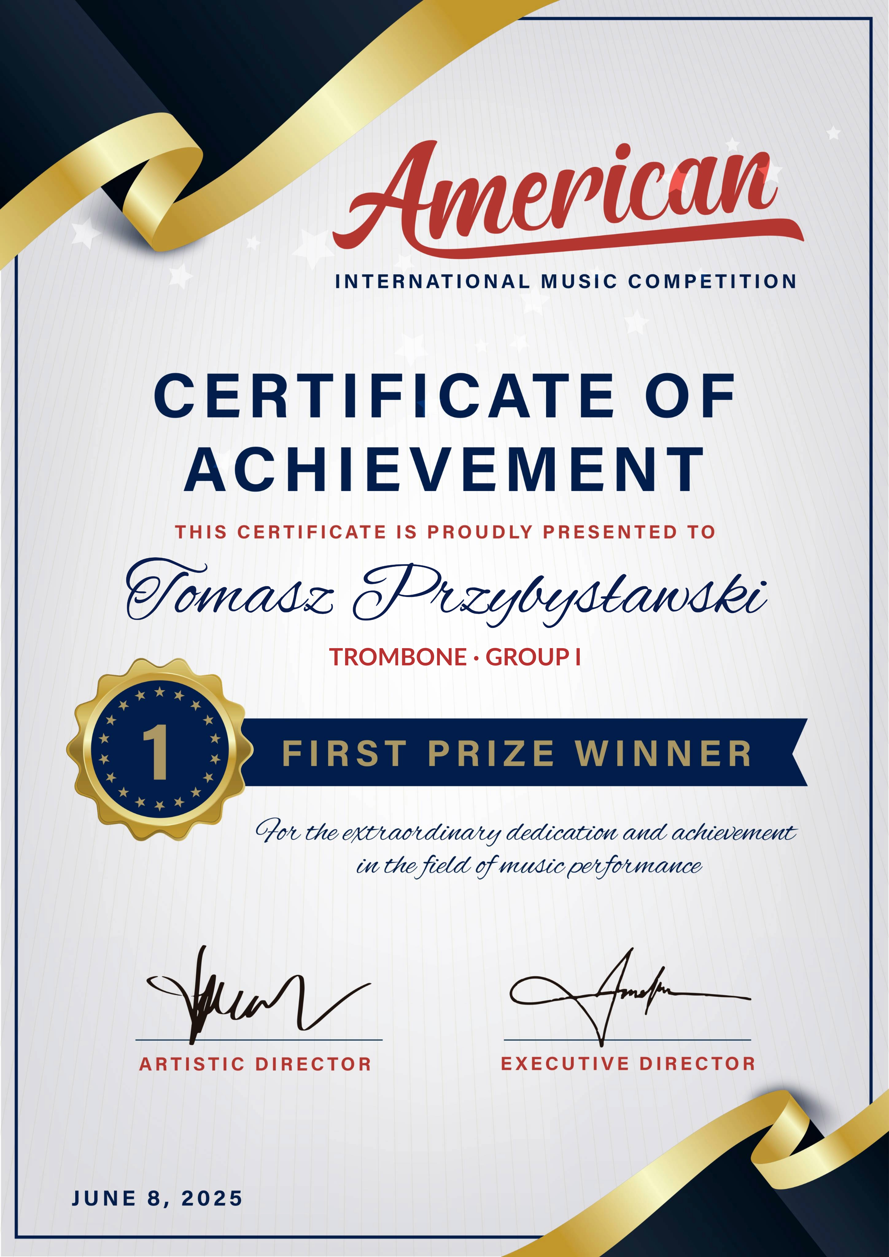 Dyplom Tomasza Przybysławskiego